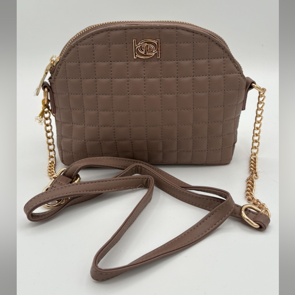 Bebe Quilted Brown Crossbody Bag